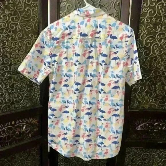 Club Room Men’s Crane-Print Shirt SMALL Short Sleeved, Button Down, Front Pocket - Picture 5 of 5
